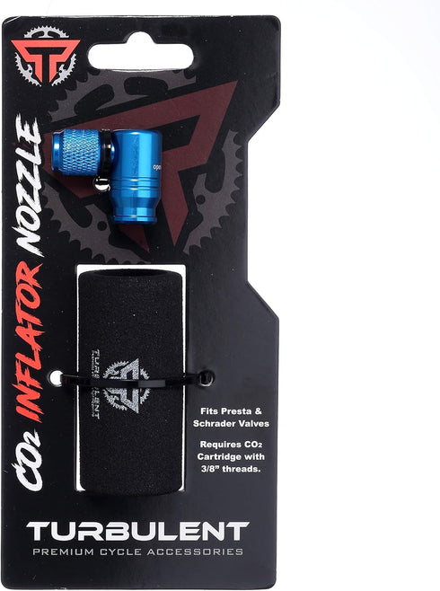 Turbulent CO2 Bike Tire Inflator Set - Presta and Schrader Valve Compatible, Quick Air Pump Tool for Mountain, Road,