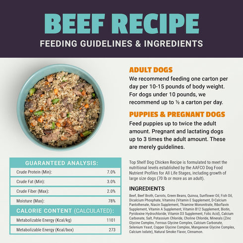 12 8.75oz Fresh Dog Food, All Natural Complete Meal or Kibble Topper, Shelf Stable Premade Wet Recipe with Added