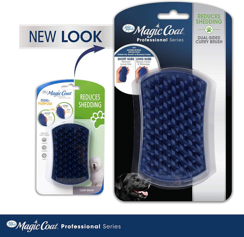 Four Paws Magic Coat Professional Series Grooming Brush, Dual-Sided Silicone Deshedding for Dogs, 1 Count, Wet/Dry
