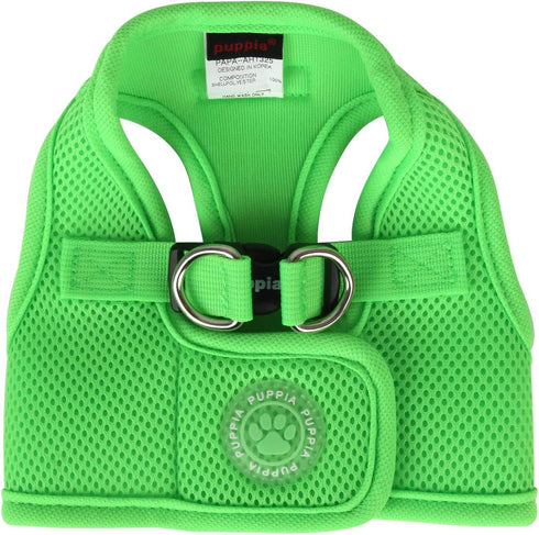 Puppia Neon Soft Vest Harness, Step-in No Choke No Pull Walking Training for Small and Medium Dog, Green, Medium