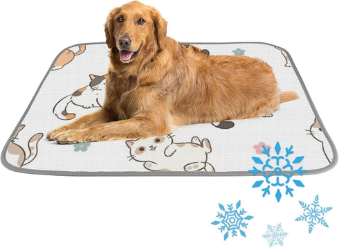 imiBBWQu Cooling Mat for Dogs Cute Cats Flowers Pet Cooling Mat for Small
