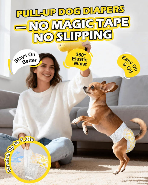 Waist-36Pcs, 360 Dono Dog Diapers Female with Stretchy Disposable Full Wrap Female Puppy Dog in Heat Period Diapers