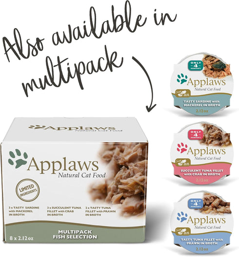 Applaws Natural Wet Cat Food, Sardine with Mackerel in Broth, 18 Count, 2.12 oz Pots