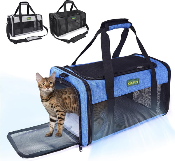 TSA Approved Pet Carrier in Cabin, 17"x11"x9.5" Soft Cat Carriers for Small