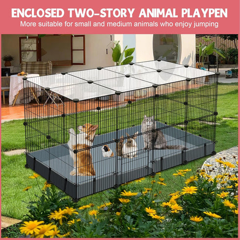 32 Playpen,47.5" 23.7" 31.5" Panels Small Animal x x Pet Playpen with Upgrade Waterproof Mat,C&C Cage for Guinea Pigs
