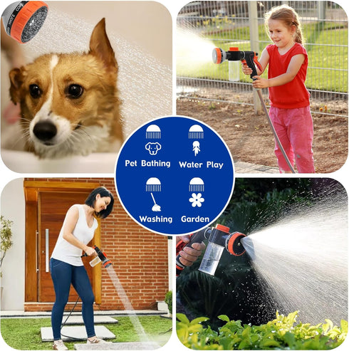 Dog Shower Attachment Sprayer Nozzles with 3/4” GHT Male x 1/2” NPT Male Connector for Garden Hose Dog Wash