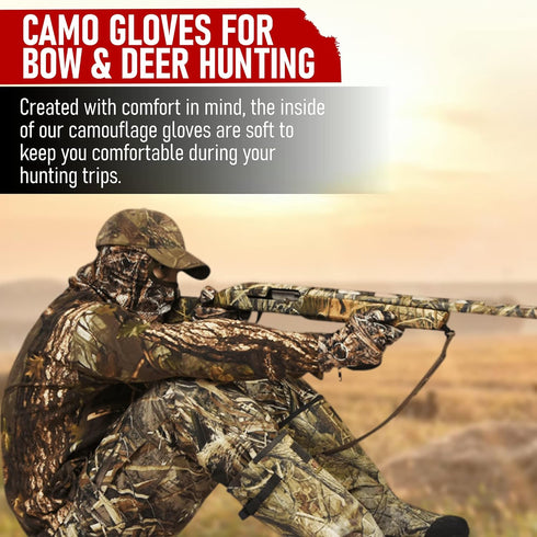 Touchscreen Thin Hunting Gloves for Men, Camo Gloves for Turkey Duck Hunting Gear, L-XL Size