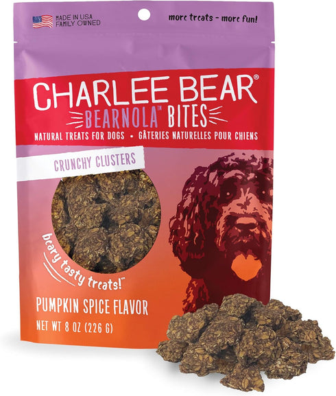 Charlee Bear Bearnola Bites Dog Treats, Pumpkin Spice Flavor, 8 oz