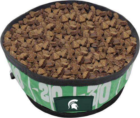 NCAA Michigan State Spartans Collapsible Dog Travel Bowl - Food and Water Bowl for Dogs & Cats - Portable Leak-Proof