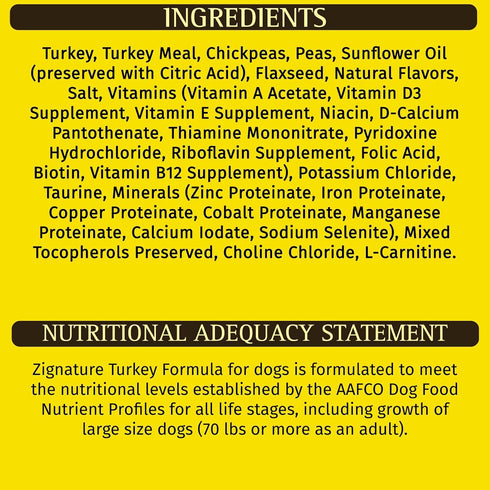 Zignature Turkey Limited Ingredient Formula Small Bites Dry Dog Food, 12.5 lb