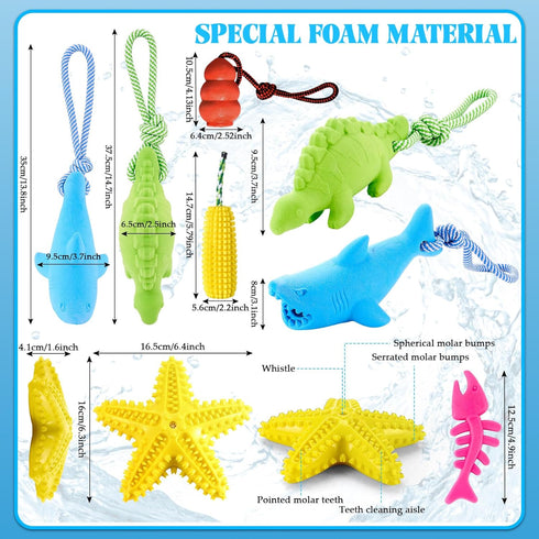 Teyva Daily 6 Pack Set, Summer Floating TPR Squeaky Dog Toys for Pool Beach, Small Medium Dogs Water Fetch Swim Chew