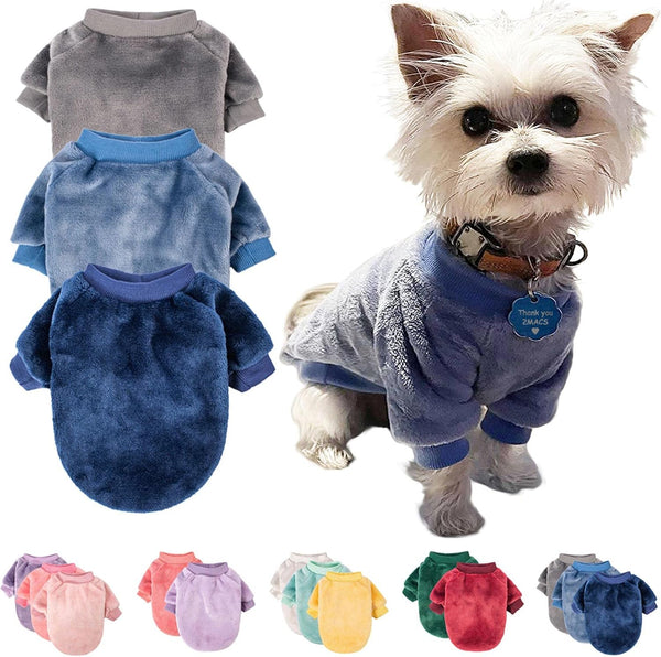 FabriCastle Dog Sweater, Pack of 3, Ultra Soft and Warm Pet Sweaters for Small or Medium Dogs (Grey, Blue, Dark Blue,