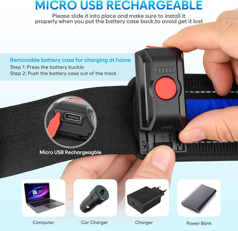 Illumifun LED Running Belt, USB Rechargeable Light Up Sash, High-Visibility Elastic Waistband for Nighttime Activities