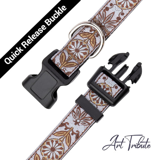 Dog Collars for Small, Medium & Large Dogs - Adjustable, Durable Patterns for Male and Female Dogs - White Woven