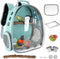 Bird Carrier Backpack Travel Cage with Perch, Clear Parrot Cockatiel Cage with Toy & Food Bowl for Small Pets