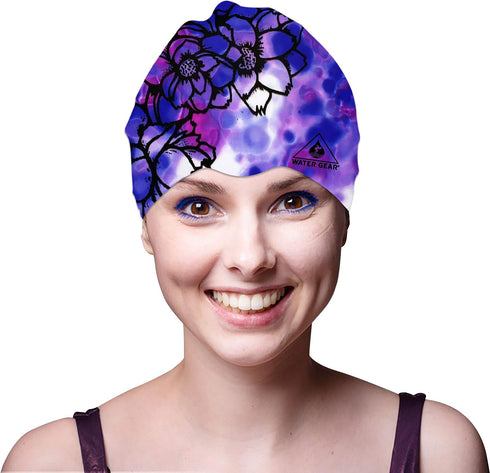 Water Gear Silicone Adult Swim Cap, Flexible Waterproof for Short and Long Hair, Great for Triathlon Swimmers