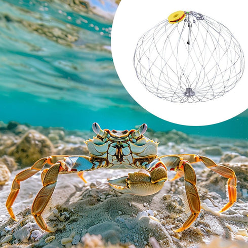 Automatic Opening Closing Fishing Net Cage Crab Traps for Crabbing Fishing Net Bait Shrimp Cage Steel Wire Crab Nets