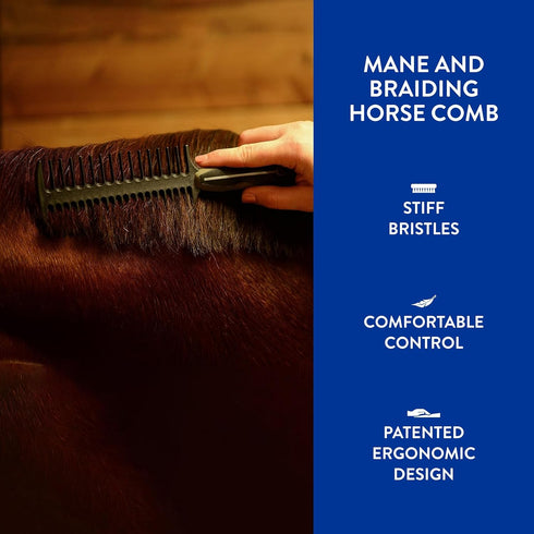 WAHL Professional Animal Mane & Tail Brush - Ergonomic Black Braiding Comb (#858708) for Grooming
