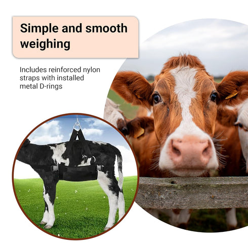 30"x25" 400 LB 1800D Trimming, Calf Sling for Weighing up to - Heavy-Duty Livestock Weighing Sling for Newborn Calf