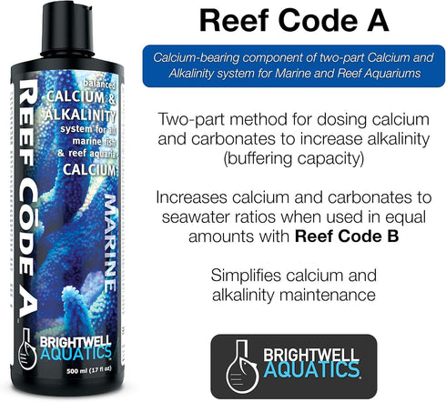 Brightwell Aquatics Reef Code A - Balanced Calcium and Alkalinity System for Marine Fish & Reef Aquariums 250-ml