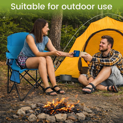 300lbs Folding Camping Chair with Cup Holder & Side Storage Bag Capacity Lightweight High Back Portable for Beach