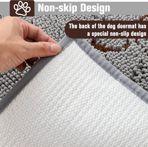 PUPTECK Dog Doormat, 60 x 30 inch Super Absorbent Microfiber, Non-Skid Backing, Grey Door Mat