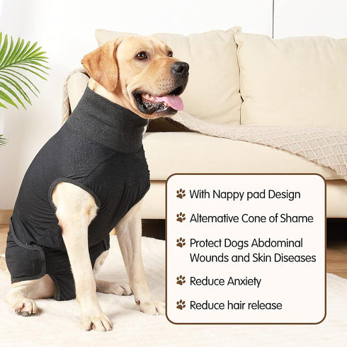 HEYWEAN Full Body Dog Diaper, Puppy Nappies Recovery Suit for Male Female Dogs