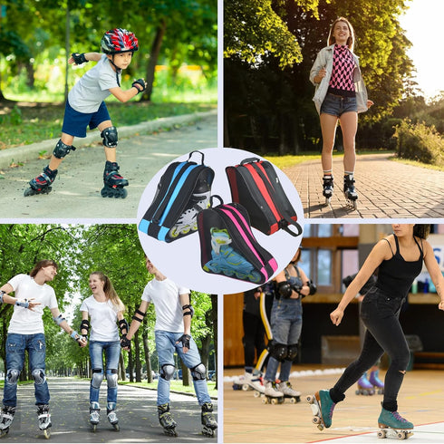 Roller Skate Bag with Adjustable Shoulder Strap, Large Capacity for Quad, Inline, Ice & Roller Skates