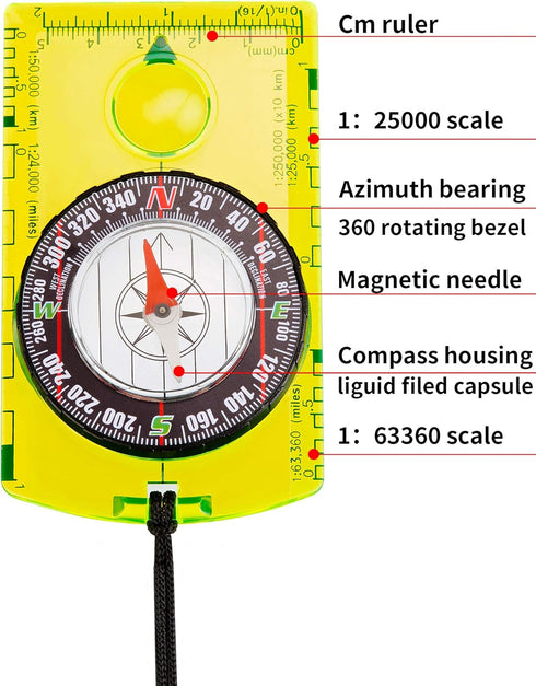 Gejoy 4 Backpacking Pieces Hiking Compass Orienteering Compass Map Navigation Gear Wilderness Survival Gifts for Kids