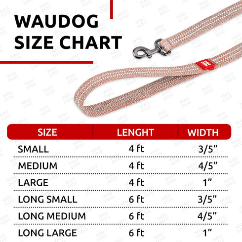 WAUDOG Eco-Friendly Recycled Cotton Dog Leash 6 Ft / 10 Ft - Reflective Leash for Small, Medium, Large Dogs