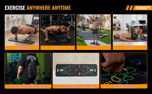 25-in-1, Set 18 Portable Push Up Board Gym Kit Foldable Push Up Station & Exercise Board Workout with Accessories