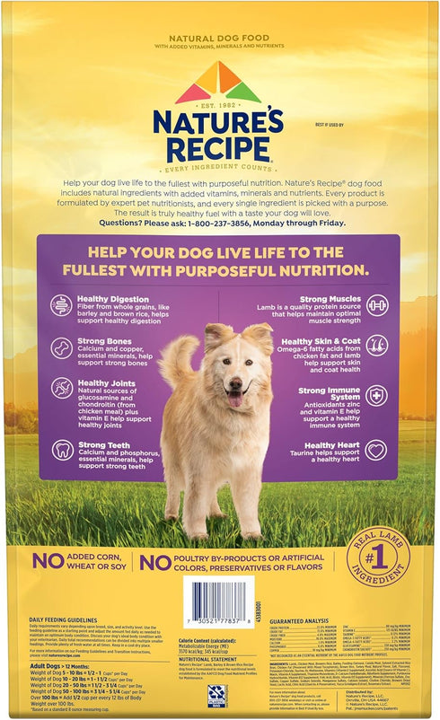 Nature's Recipe Lamb, Barley & Brown Rice Recipe Dry Dog Food, 24 lb Bag