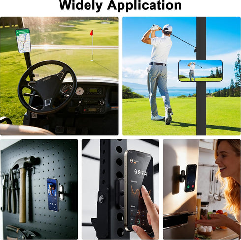 LOERUMG N56 17/16/15/14/13 Magnetic Golf Cart Phone Holder, Compatible with MagSafe iPhone Pro/Max/Plus & Android, Fits