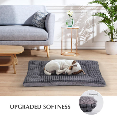BVAGSS Reversible Dog Crate Pad 24''x18'' Light Grey, Memory Foam Dog Bed, Washable Pet Cushion for Small Dogs