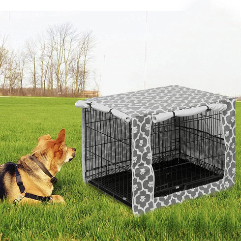 Pethiy Durable Polyester Dog Crate Cover for Wire Dog Crate - Universal Fit for Most 24 inch Crates - Cover Only - Gray