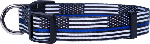 Native Pup Thin Blue Line Flag Dog Collar, Large
