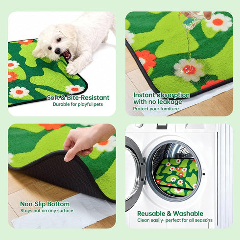 16"x30", 2 Pack Qeils Reusable Puppy Pads for Small Dogs, Washable Pee Pads with Non-Slip , Absorbent Leakproof Mat