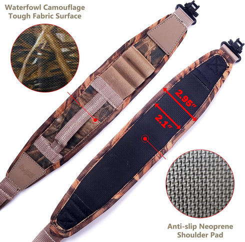 HUNTPAL 2 Point Shotgun Sling, Rifle Sling with Swivels, Comfortable Neoprene Padded Shoulder Strap