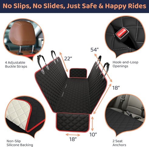 Hammock Hammock Petloox Dog Car Seat Cover for Back Seat, Waterproof for Car, SUV & Truck, Non-Slip Backseat Cover