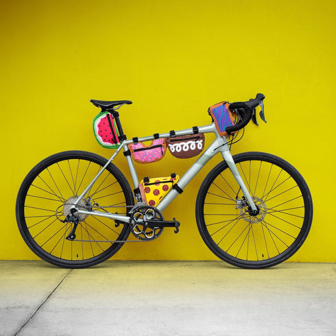 Snack! Watermelon Bike Bag Pink Bicycle Frame & Handlebar Bag with Adjustable Straps Compact Storage for E-bikes