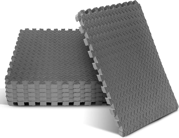 Yes4All 24SQFT-120SQFT Puzzle Exercise Mat - EVA Interlocking Foam Floor Tiles with Border for Home Gym Workouts.