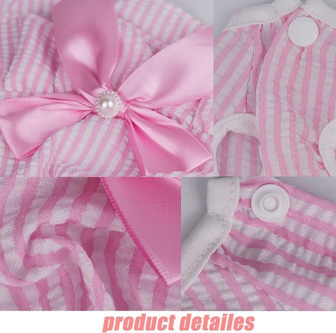 2 Pcs Dog Dresses for Small Medium Puppy Girls, Summer Princess Tutu Skirt Outfit Size M