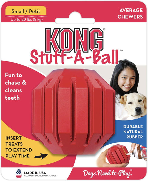 KONG Stuff-A-Ball - Durable Natural Rubber Dog Toy for Dental Health - Stuffable Toy for Small Dogs