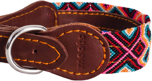 Moots Root Hand-Knitted Leather Pet Collar, Pink, Small, ART110S