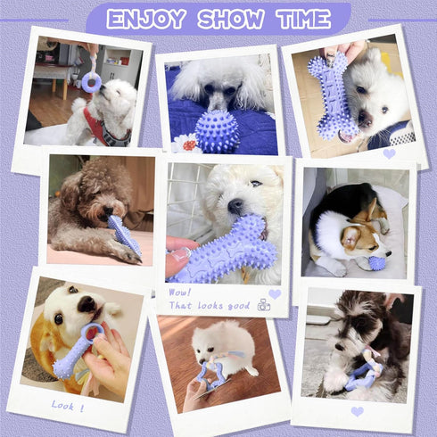 6 Pack Puppy Teething Toys, Cute Purple Chew Toys for Puppies 0-6 Months, Soft Rubber Rope