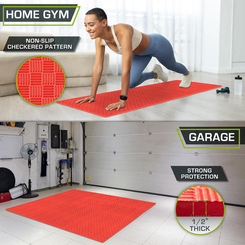 ProsourceFit Exercise Puzzle Mat -in, Checkered EVA Foam Floor Tiles w/Non-Slip Texture, Gym Mat w/Interlocking Foam