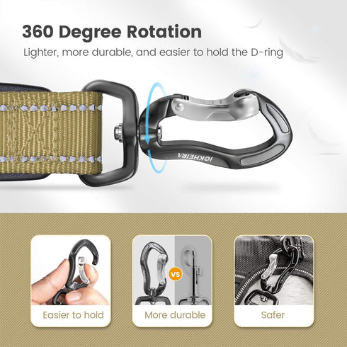 IOKHEIRA Multifunctional Dog Leash - 4-6 FT Strong Bungee, Car Seatbelt Compatible, Army Green