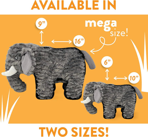 Spunky Pup MEGA Tough Plush Elephant Toy - Durable, Triple-Layered Chew Toy with Squeaker for Large Dogs
