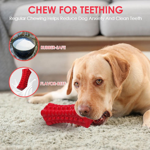 VANFINE Indestructible Squeaky Dog Toy, Tough Rubber Chew Toy for Large Dogs, Durable for Interactive Play