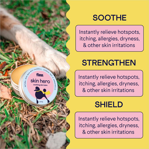 Finn Skin Hero, Revitalizing Natural Dog Skin Balm, Soothes & Protects from Hot Spots, Itching - 1.75 oz